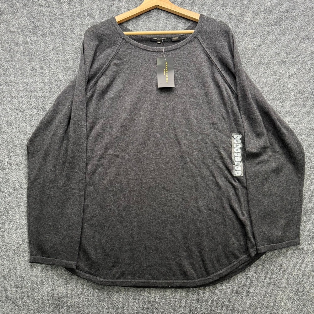Jeanne Pierre Sweater Women's Size 2X Charcoal Heather Knit Long Sleeve Casual